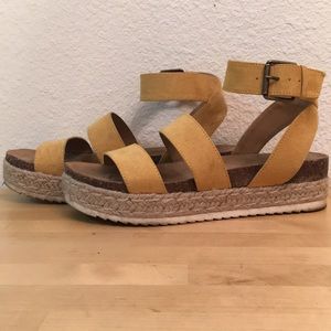 yellow platform sandals